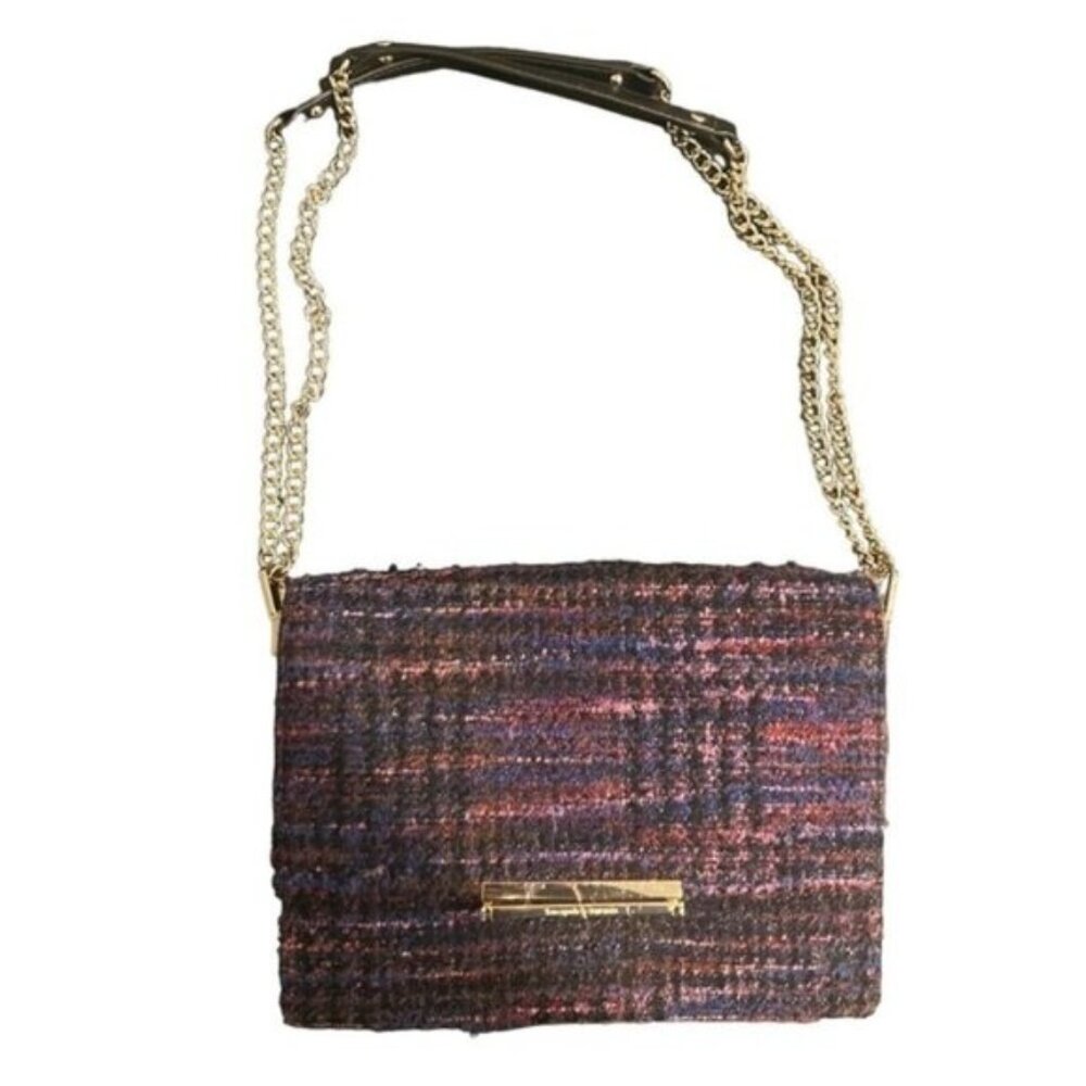 Kate Spade New York Emerson Place Lenia Tweed Shoulder Bag Purple Pocketbook